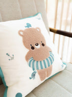 Sadyaska Captain Ahoy Cotton Embroidered Ivory Kids Design 16" X 16" 1 Pcs Cushion Cover