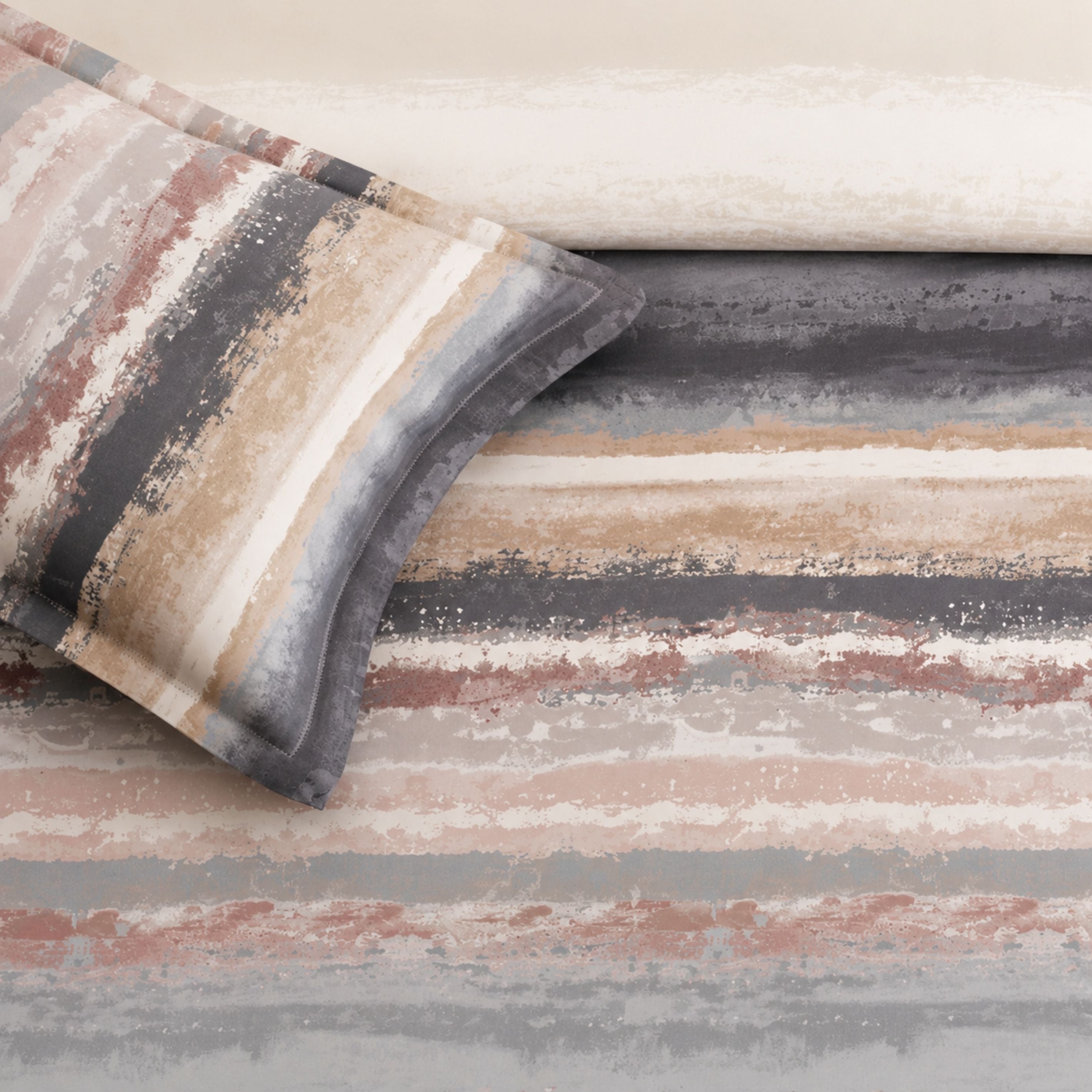Sansaar by D'Decor Super King Bedsheet with 2 Pillow Covers - Hazel - Sediment - Stone - Contemporary Abstract Pattern - 1 Pc