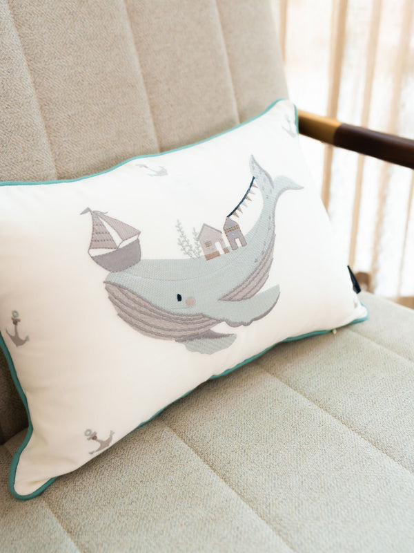 Sadyaska Whimsy Whale Cotton Embroidered Ivory Kids Design 12