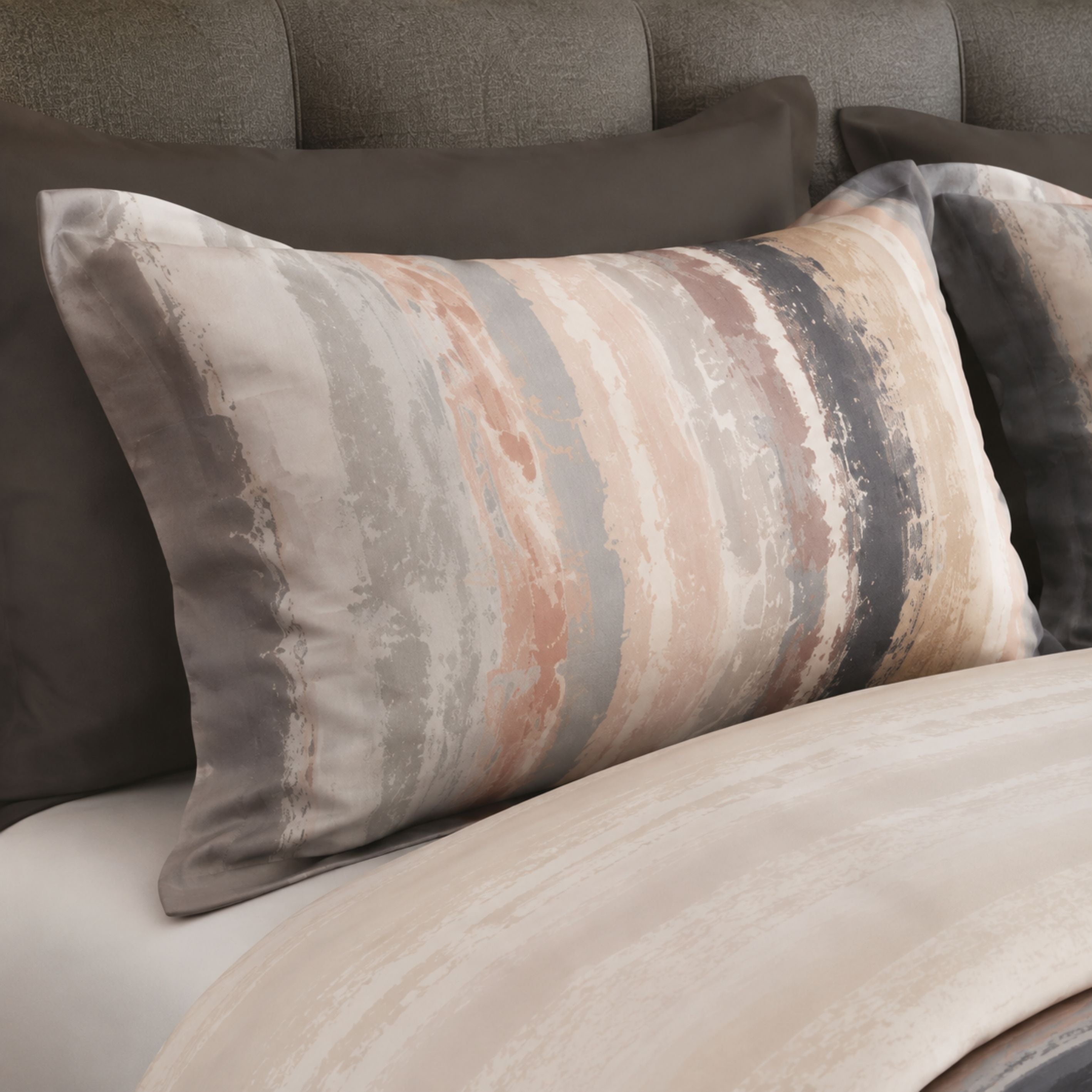 Sansaar by D'Decor Super King Bedsheet with 2 Pillow Covers - Hazel - Sediment - Stone - Contemporary Abstract Pattern - 1 Pc