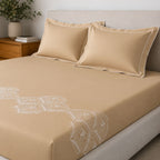 Sansaar by DDdecor Large Bedsheet Set with 2 Pillow Covers - Quillon - Cinnamon Swirl - Embroidered - 1 Pc
