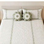 TIMA Angel 5PC Bedcover | Olive Green & Ivory Quilted Set