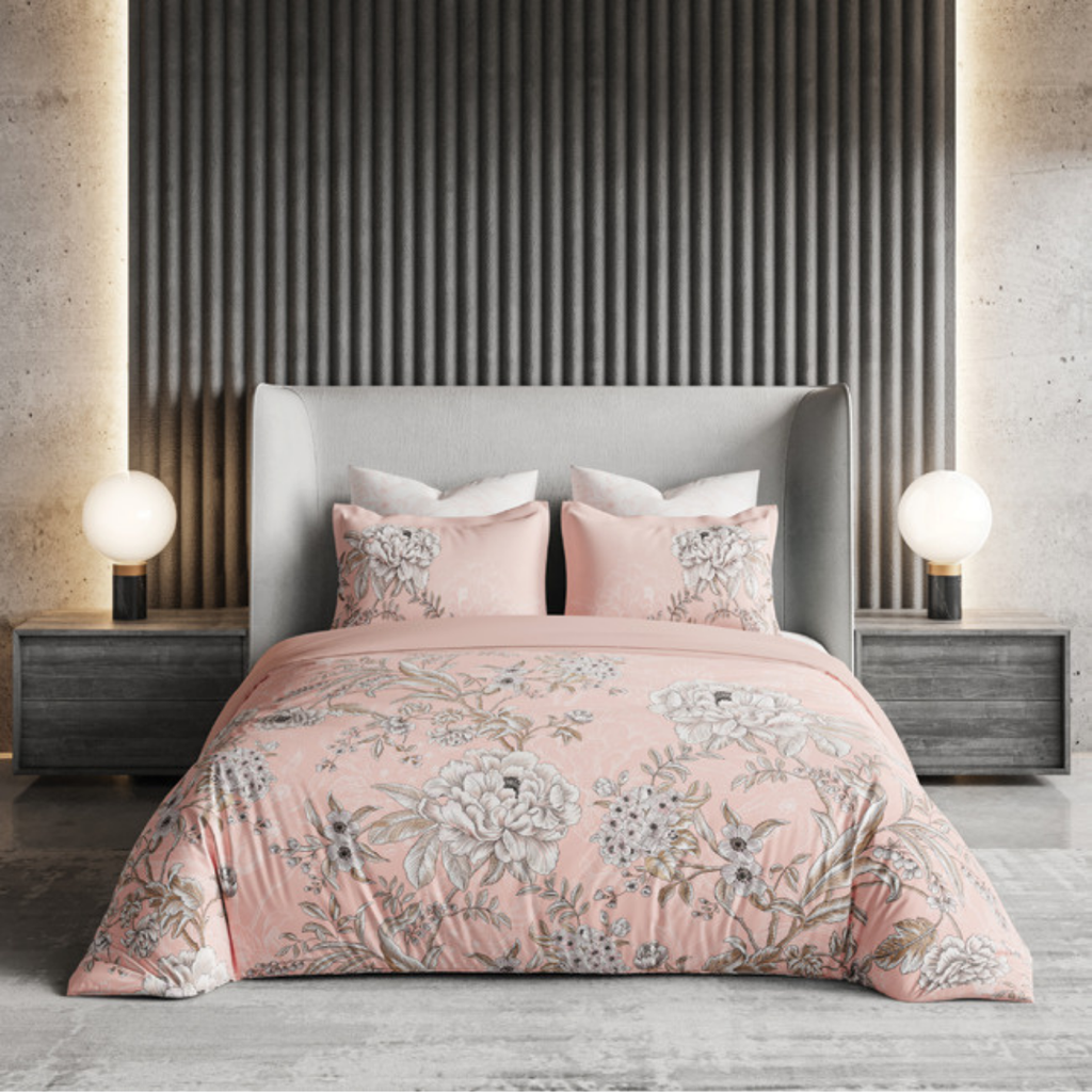 D'Decor Premier Blushing Apricot Digitally Printed 5-Piece Double Bedsheet Set | RM167 Blushing Apricot