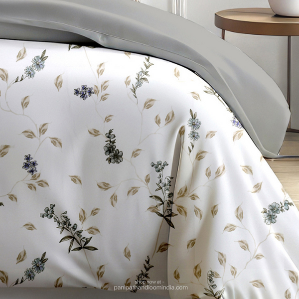 Linsdon Home House of Whites Floral Whimsy | Dusky Rose Digitally Printed 100% Cotton King Bedsheet Set