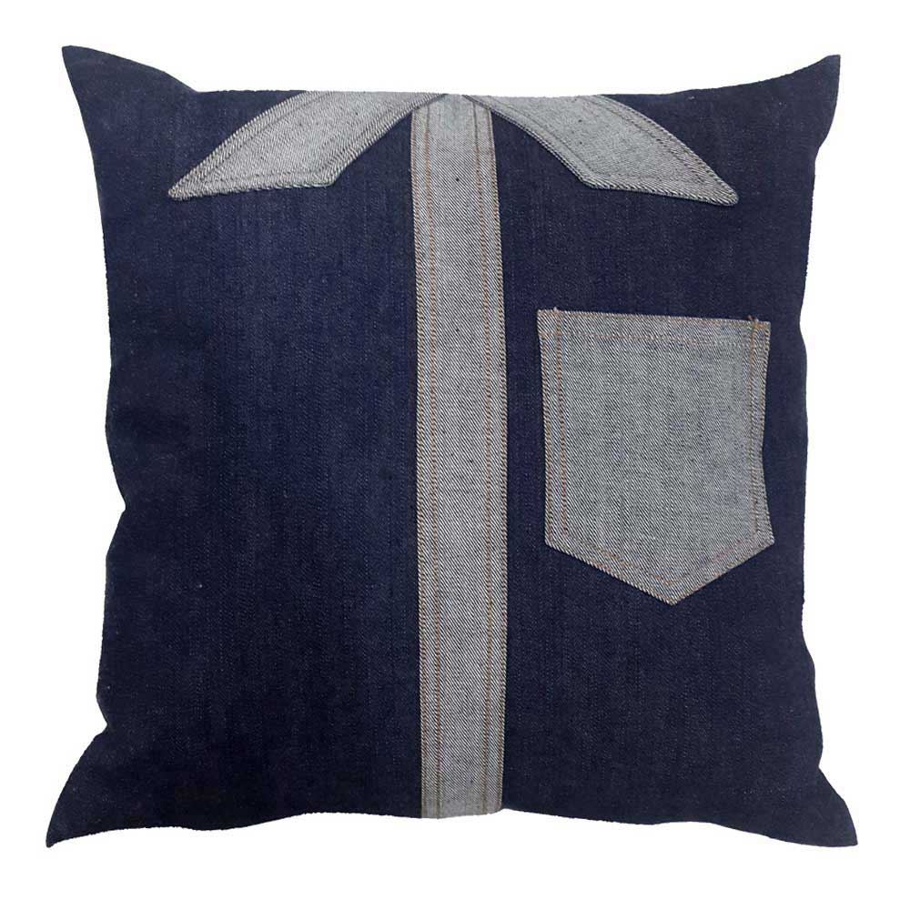 Sadyaska Shirte Denim Patchwork Car Chair Couche Office Sofa Indigo Blue Pillow Cushion Case 16" X 16"… 1 Pcs Cushion Cover