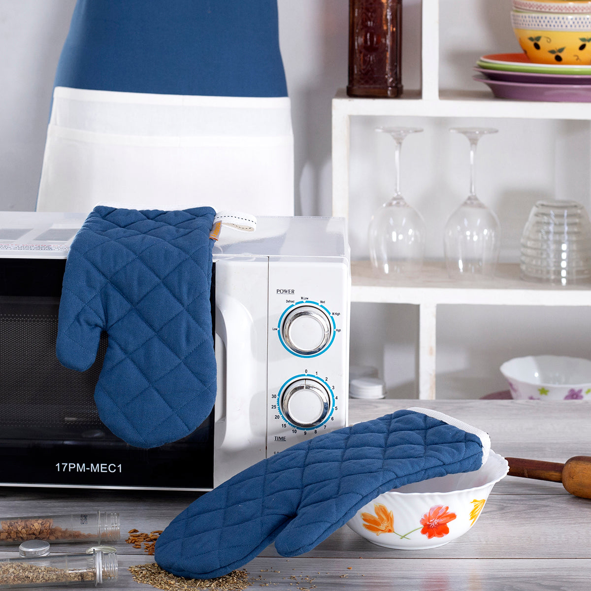 Maspar Printed Aspire 2PC Oven Mitt Set Blue