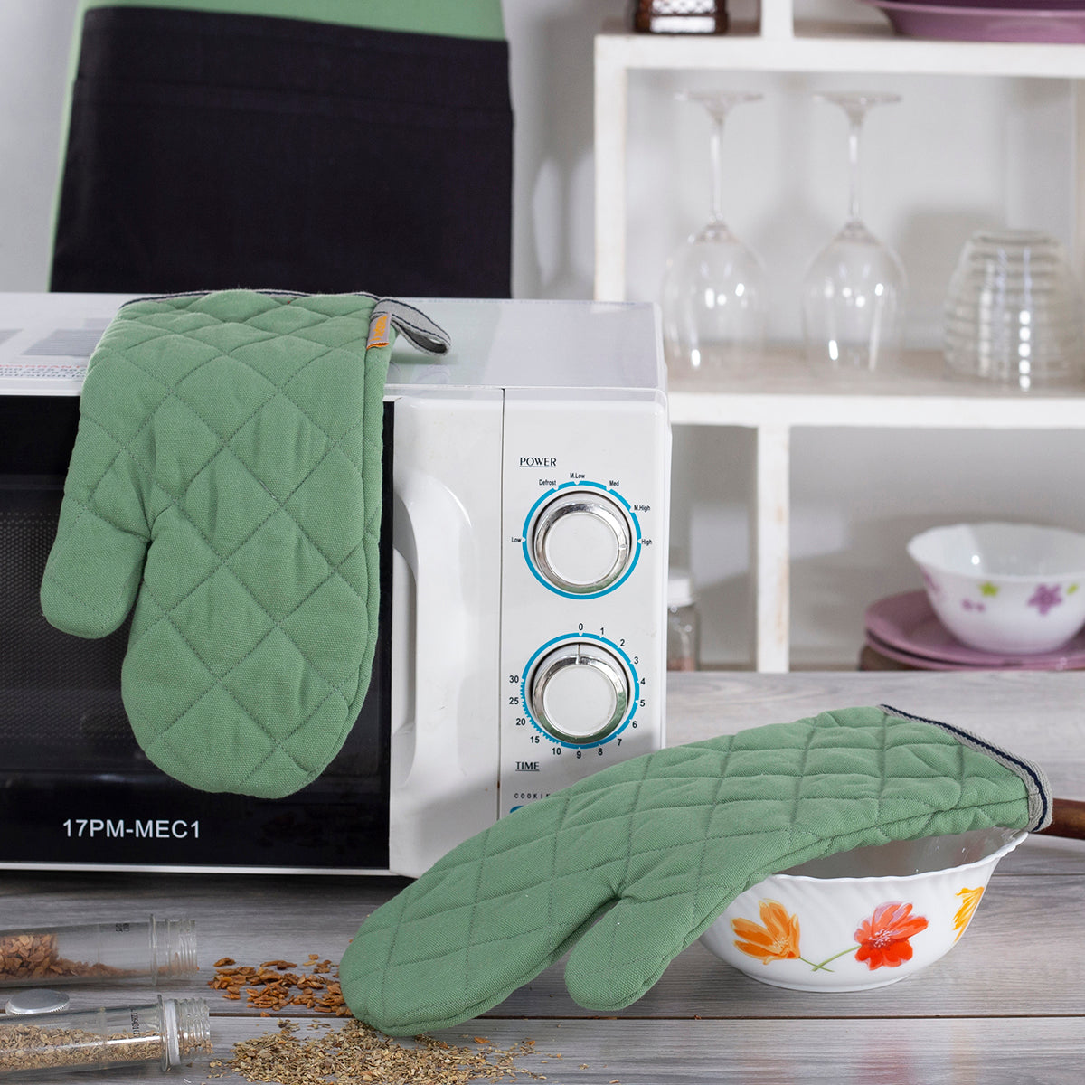 Maspar Printed Aspire 2PC Oven Mitt Set Green