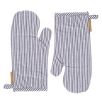 Maspar Printed Ticking Stripe 2 PC Oven Mitt Set Black