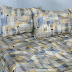 Whimsy Nature Brush Strokes Digital Printed 100% Cotton Blue Bedsheet with Pillow Case