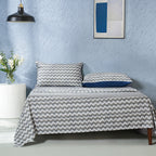 Whimsy Nature Twisty Melange Digital Printed 100% Cotton Blue Bedsheet with Pillow Case