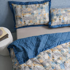 Whimsy Nature Brush Strokes Quilt/Quilted Bed Cover Blue