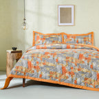 Whimsy Nature Brush Strokes 300GSM Quilt/Quilted Bed Cover Rust