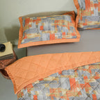 Whimsy Nature Brush Strokes 300GSM Quilt/Quilted Bed Cover Rust
