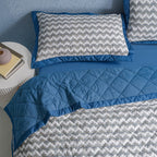 Whimsy Nature Twisty Melange Quilt/Quilted Bed Cover Blue