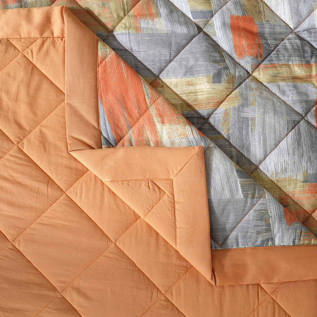 Whimsy Nature Brush Strokes Rust 8pcs Quilt/Quilted Bed Cover