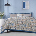 Whimsy Nature Brush Strokes Blue 8pcs Quilt/Quilted Bed Cover