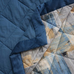 Whimsy Nature Brush Strokes Blue 8pcs Quilt/Quilted Bed Cover