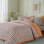 Whimsy Nature Twisty Melange Rust 8pcs Quilt/Quilted Bed Cover