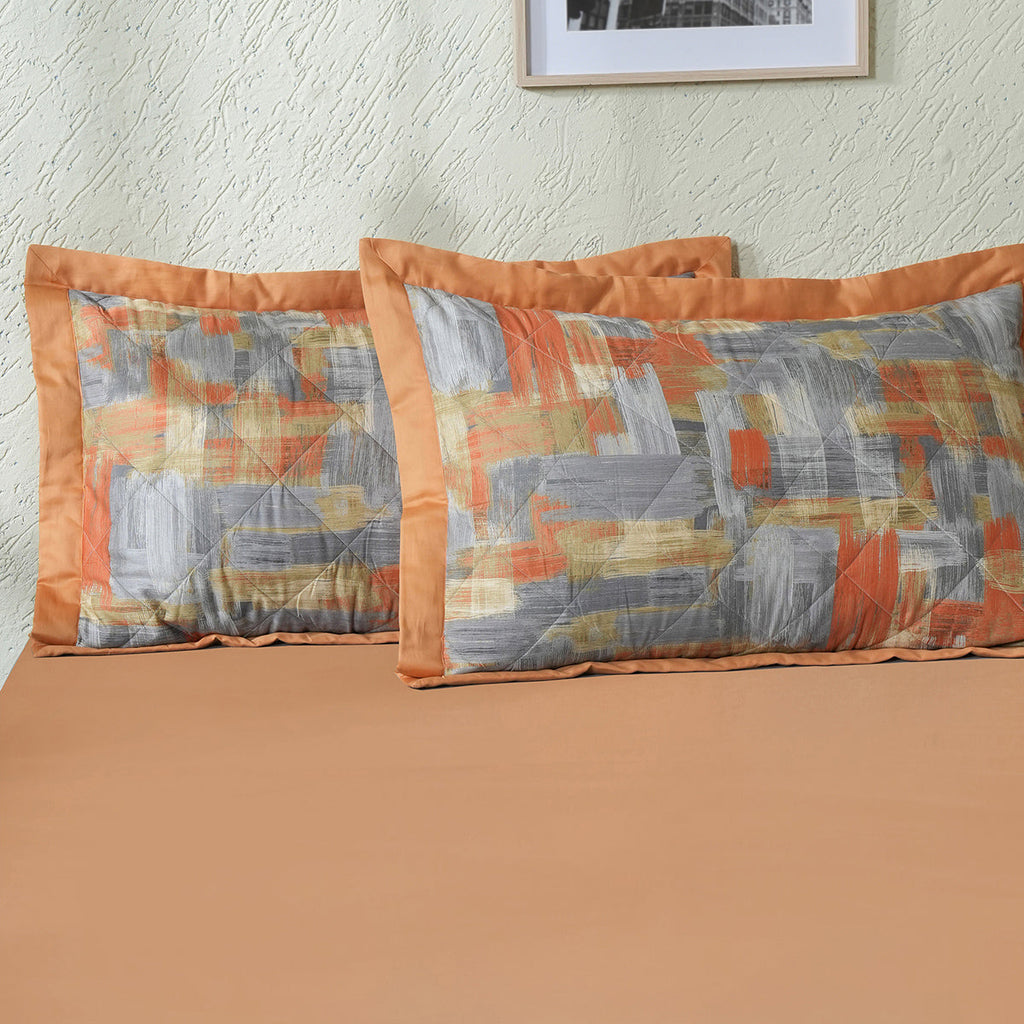 Whimsy Nature Brush Strokes Pillow Sham Set Rust