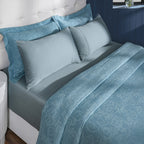 Classical Impression Curly Scroll 100% Cotton Bed Cover Blue