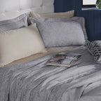 Classical Impression Curly Scroll 100% Cotton 8pcs Bed Cover Set Grey