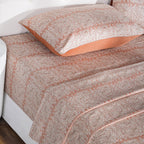 Classical Impression Folkloric 100% Cotton Bedsheet with Pillow Case Rust