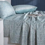 Classical Impression Folkloric 100% Cotton Bedsheet with Pillow Case Blue