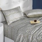 Classical Impression Folkloric 100% Cotton Bedsheet with Pillow Case Green