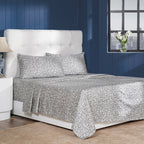 Classical Impression Ornamental 100% Cotton Bedsheet with Pillow Case Grey