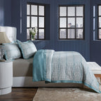 Classical Impression Folkloric 100% Cotton Duvet Cover with Pillow Case Blue
