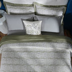 Classical Impression Folkloric 100% Cotton 8pcs Duvet Cover Set Green