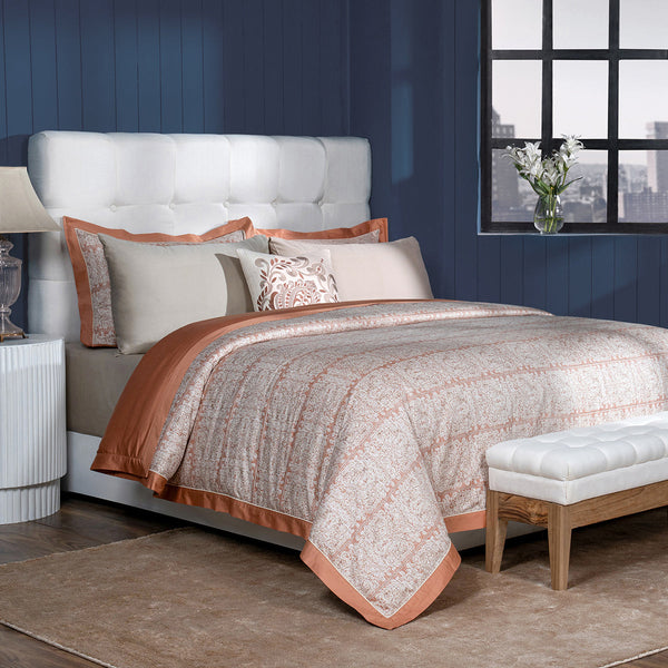 Classical Impression Folkloric 100% Cotton 8pcs Duvet Cover Set Rust