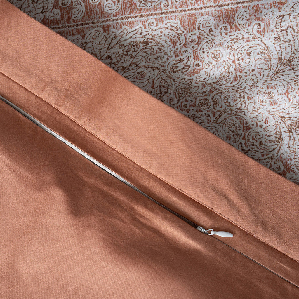 Classical Impression Folkloric 100% Cotton 8pcs Duvet Cover Set Rust