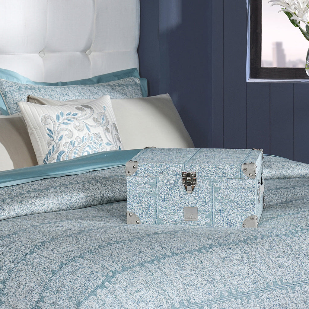 Classical Impression Folkloric 100% Cotton 8pcs Duvet Cover Set Blue