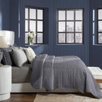 Classical Impression Swirling 100% Cotton 8pcs Quilt/Qulited Bed Cover Set Grey