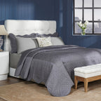 Classical Impression Swirling 100% Cotton 8pcs Quilt/Qulited Bed Cover Set Grey