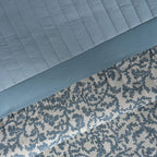 Classical Impression Ornamental 100% Cotton 8pcs Quilt/Qulited Bed Cover Set Blue