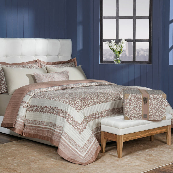 Classical Impression Ornamental 100% Cotton 8pcs Quilt/Qulited Bed Cover Set Brown
