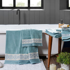 Elegance Embroidery Machine 100% Cotton Blue Towel
