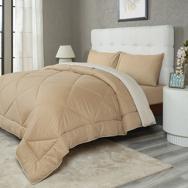 Gravel 250 GSM reversible textured Beige/Neutral Quilt