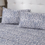 PBS Vintage Chic Dawson 100% Cotton Bedsheet with Pillow Case Blue