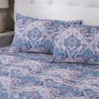 PBS Vintage Chic Edmund 100% Cotton Bedsheet with Pillow Case Blue