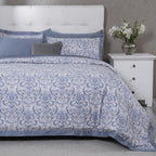 PBS Vintage Chic Dawson 100% Cotton 8 Pcs Duvet Cover Set Blue