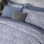 PBS Vintage Chic Dawson 100% Cotton 8 Pcs Duvet Cover Set Blue