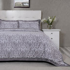 PBS Vintage Chic Dawson 100% Cotton Duvet Cover With Pillow Case Grey