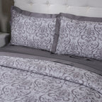 PBS Vintage Chic Dawson 100% Cotton Duvet Cover With Pillow Case Grey