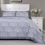 PBS Vintage Chic Dawson 100% Cotton Duvet Cover With Pillow Case Blue