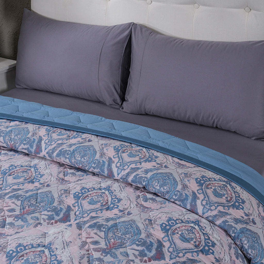 PBS Vintage Chic Edmund Quilt/Quilted Bed Cover Blue