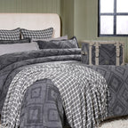 Rurban Elegance Argyl 11 pcs Quilt/Quilted Bed Cover Set Grey