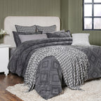Rurban Elegance Argyl 11 pcs Quilt/Quilted Bed Cover Set Grey
